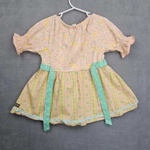 Matilda Jane Girls Floral Bird Dress Peach Pastel Cottagecore Size 6 - Picture 2 of 7